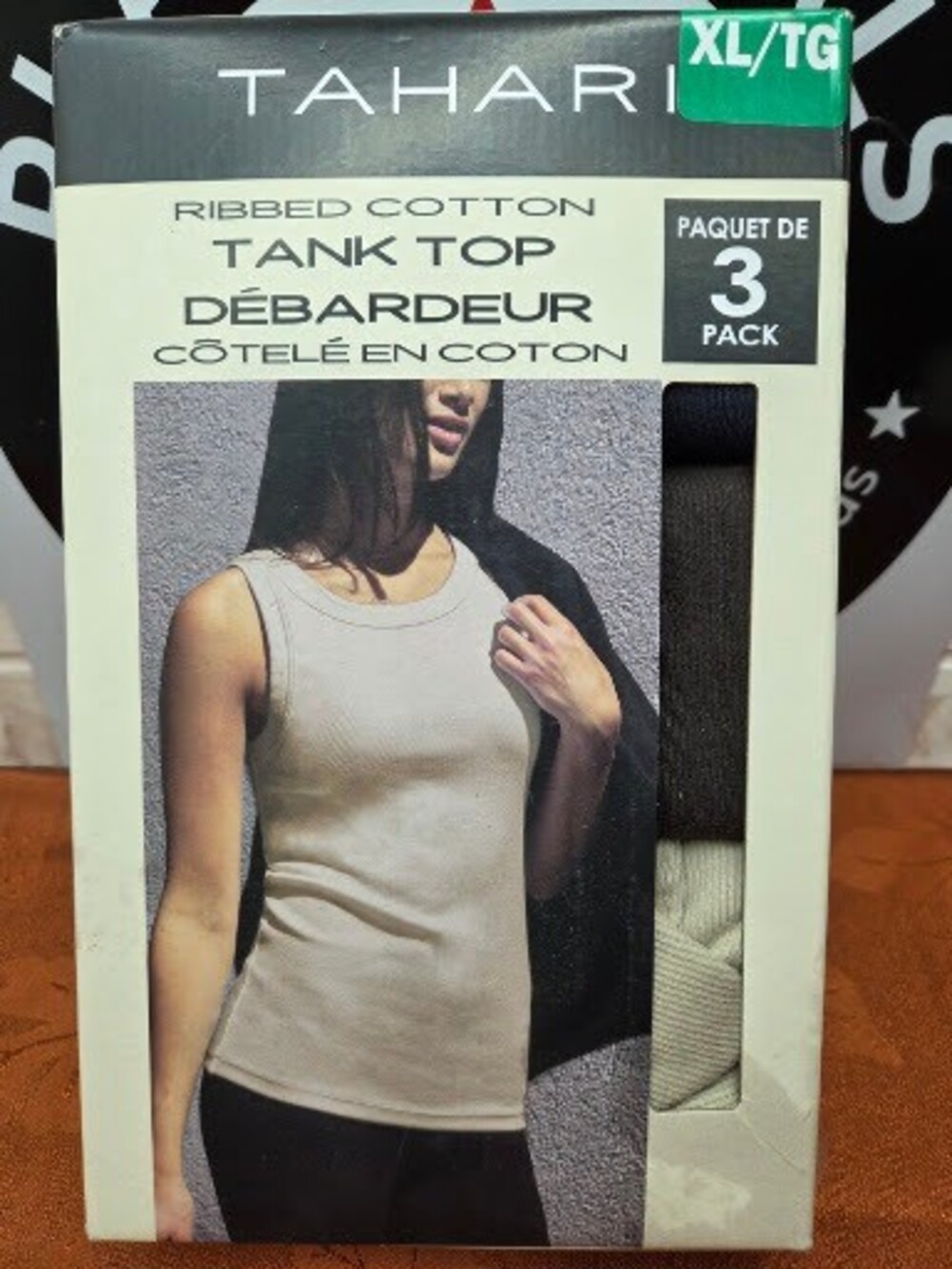 Tahari Women's Ribbed Cotton Tank Top 3-Pack Beige Navy Charcoal XL